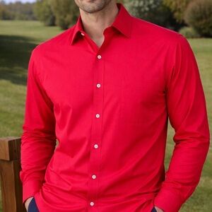 Izod Premium Poplin Fuchsia As-New Preowned Button-Down Shirt Men's 17